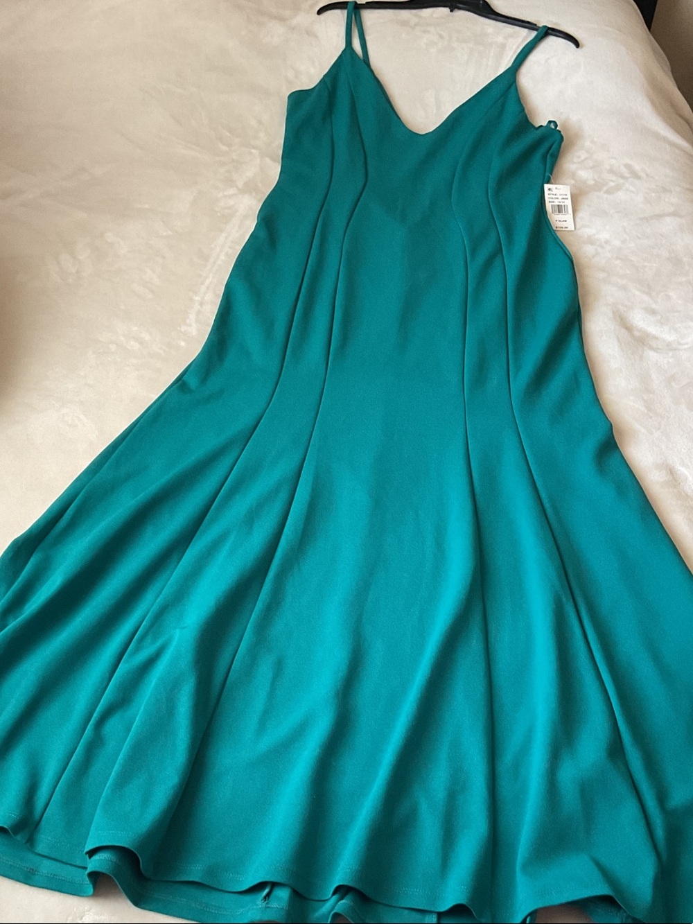 Macy's Teal A-Line Slip Midi Dress with Spaghetti Straps